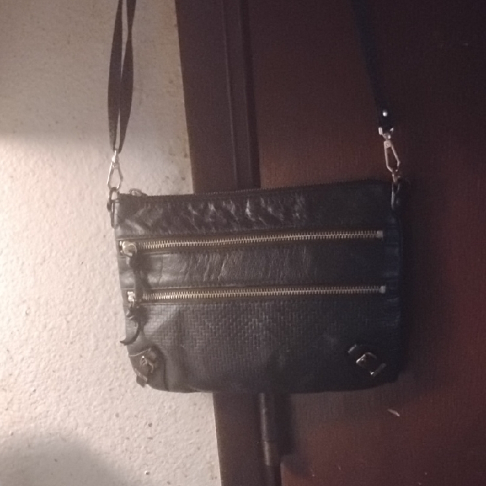 Elliott Lucca Black Crossbody Bag with Gold Accents